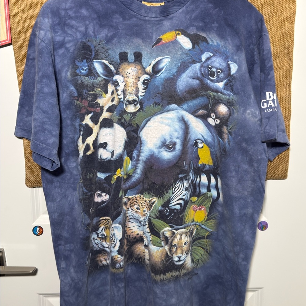 Y2K THE MOUNTAIN Busch Gardens Tie-Dye Zoo/Wild Life Graphic T-Shirt (L)